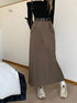 Casual Full Length Side Pocket Loose Skirts With Belt